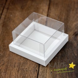 Коробка с пластиковой крышкой Белая 9х9х6 см
