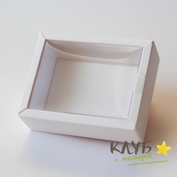 Коробка с пластиковой крышкой белая 11,8х9,2х4 см