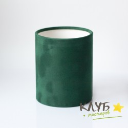 Шляпная бархатная коробка без крышки "Зеленая", 10х10 см