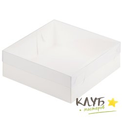Коробка с пластиковой крышкой белая 20х20х7 см