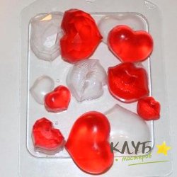 Сердечки-поцелуйчики, форма пластиковая