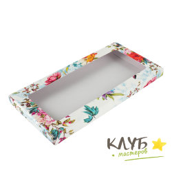 Коробка для шоколадной плитки "Цветы ассорти" 18х9х1,4 см
