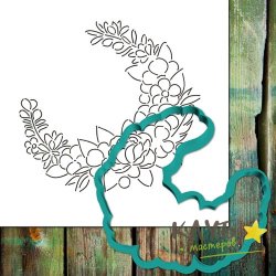 Трафарет+форма для пряников "Венок из цветов"