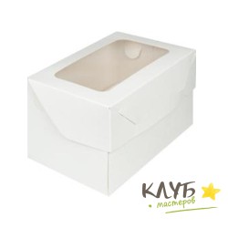 Коробка для 2-х маффинов белая с окном 16x10x10 см