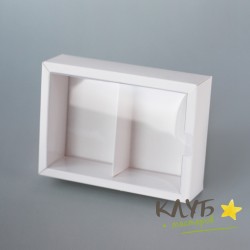 Коробка с пластиковой крышкой с разделителем белая 14,6х10,7х4 см