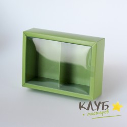 Коробка с пластиковой крышкой с разделителем зеленая 14,6х10,7х4 см