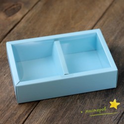 Коробка с пластиковой крышкой с разделителем голубая 16,4х10,7х4 см