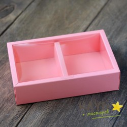 Коробка с пластиковой крышкой с разделителем розовая 16,4х10,7х4 см