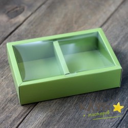 Коробка с пластиковой крышкой с разделителем зеленая 16,4х10,7х4 см