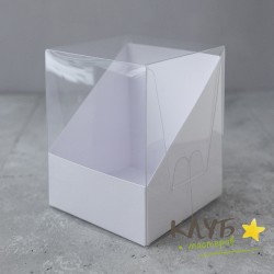 Коробка/ Шоу-бокс с пластиковой крышкой белая 9х9х12 см