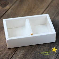 Коробка с пластиковой крышкой с разделителем белая 16,4х10,7х4 см