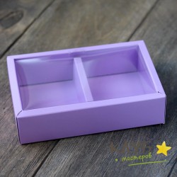 Коробка с пластиковой крышкой с разделителем сиреневая 16,4х10,7х4 см