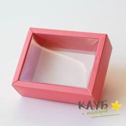Коробка с пластиковой крышкой закатно-розовая 11,8х9,2х4 см