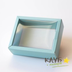 Коробка с пластиковой крышкой голубая 11,8х9,2х4 см