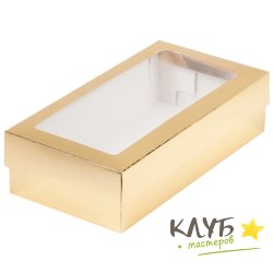 Коробка с прямоугольным окном золото 21х11х5,5 см