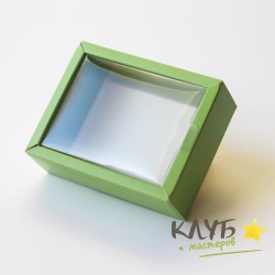 Коробка с пластиковой крышкой зеленая 11,8х9,2х4 см