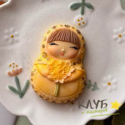 Матрешка с нарциссами, форма силиконовая
