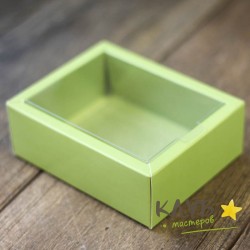 Коробка с пластиковой крышкой зеленая 11,5х9х4 см