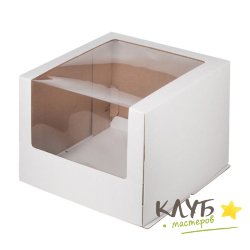 Коробка для торта с увеличенным окном (гофрокартон) 26х26х21 см