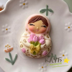 Матрешка с тюльпанами, форма силиконовая