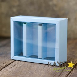 Коробка с пластиковой крышкой с разделителем голубая 11,5х9х4 см