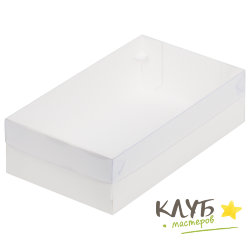 Коробка с пластиковой крышкой белая 25х15х7 см
