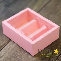 Коробка с пластиковой крышкой с разделителем розовая 11,5х9х4 см
