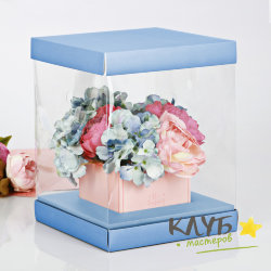 Коробка для цветов с вазой и окнами "Счастья", 23х30х23 см