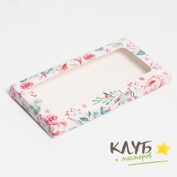 Коробка для шоколадной плитки "Розовые цветы", 17,3х8,8х1,5 см