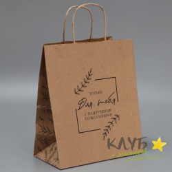 Крафт-пакет бумажный с ручками «Подарок для тебя», 22х25х12 см