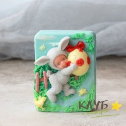 Малыш в костюме кролика, форма силиконовая