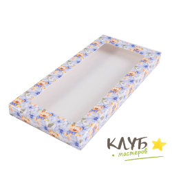 Коробка для шоколадной плитки "Мишки в цветах" 18х9х1,4 см
