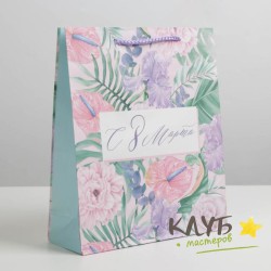 Пакет с ручками ламинированный "С 8 Марта. Нежный праздник", 21х25х8 см