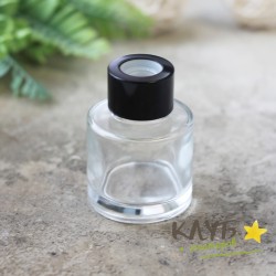Флакон для аромадиффузора стеклянный с черным горлышком (круглый) 50 мл