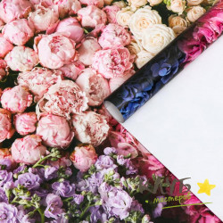 Бумага упаковочная глянцевая "Букет цветов" 50х70 см