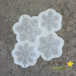 Снежинки 4 ячейки, форма силиконовая для леденцов
