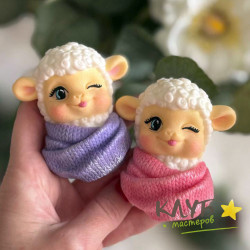 Овечка в шарфике 2D, форма силиконовая