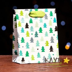 Пакет с ручками ламинированный «Елочки», 11,5х14,5х6 см