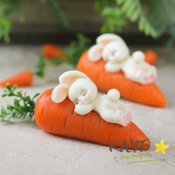 Зайка Соня на морковке, форма из пищевого силикона