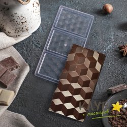 Поликарбонатная форма для шоколада "Плитка шоколада кубики"