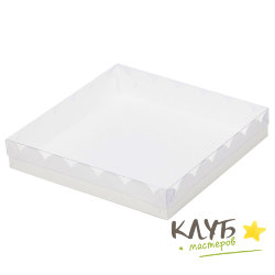 Коробка белая с пластиковой крышкой 15,5х15,5х3,5 см