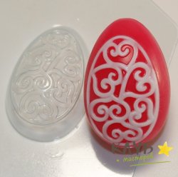 Яйцо/Орнамент сердечки-завитушки, форма пластиковая