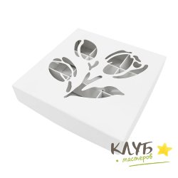 Коробка для конфет белая "Тюльпаны" 9 ячеек, 14,5х14,5х3 см