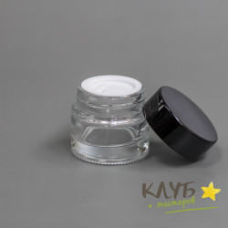 Банка прозрачная с черной крышкой (стекло), 10 мл