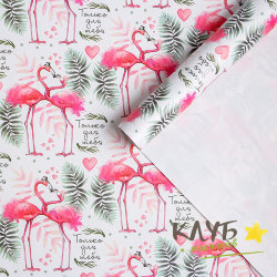 Бумага упаковочная глянцевая "Влюбленные фламинго" 70х100 см