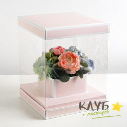 Коробка для цветов с вазой и окнами "Follow Your Dreams", 23х30х23 см