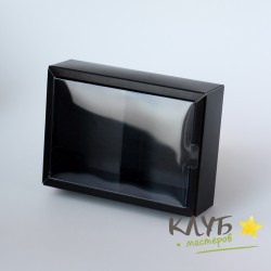 Коробка с пластиковой крышкой с разделителем черная 14,6х10,7х4 см