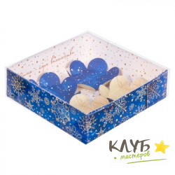 Коробка для макарун с подложками "Зима-пора волшебства", 12х12х3,5 см