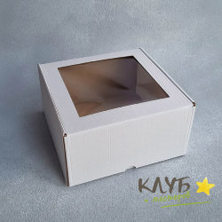 Коробка для торта с квадратным окном (гофрокартон) 20х20х10 см