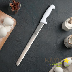 Нож для бисквита с крупными зубчиками (белая ручка), 30 см